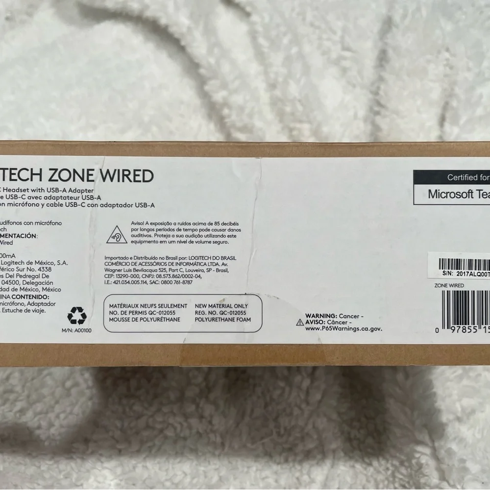 Logitech Zone Wired‎ Headset, with advanced noise-canceling mic technology